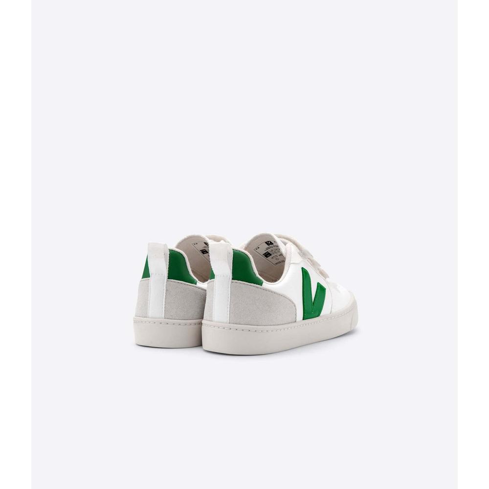 Kids' Veja V-10 CWL Shoes White/Green | ZA 775KOR